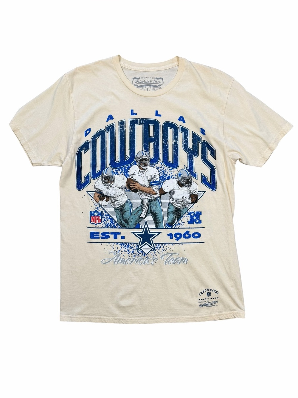 Mitchell & Ness Dallas Cowboys Graphic Tee - Cream/Blue